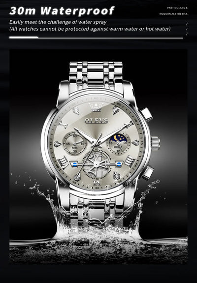 OLEVS Luxury Quartz Watch with Moon Phase Feature - Smarsty