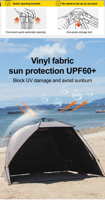 Sonuto Outdoor 3-4P One-Touch Camping Tent Quick Automatic Opening Beach Fishing Tent Family Travel Picnic Park Anti-UV Shade by Smarsty