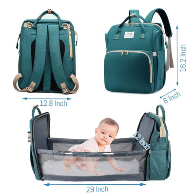 3 In 1 Diaper Bag Backpack Foldable Baby Bed Waterproof Travel Bag with USB Charge Diaper Bag Backpack with Changing Bed 3 types by Smarsty