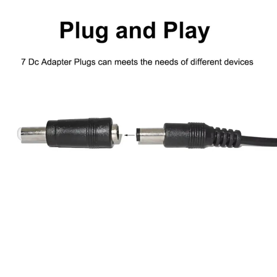 Universal Power Cable USB to DC 5.5 * 2.1mm Jack 5V Charging Cord with 8 Selectable Connector Tips for CCTV Cameras TV Box - Smarsty