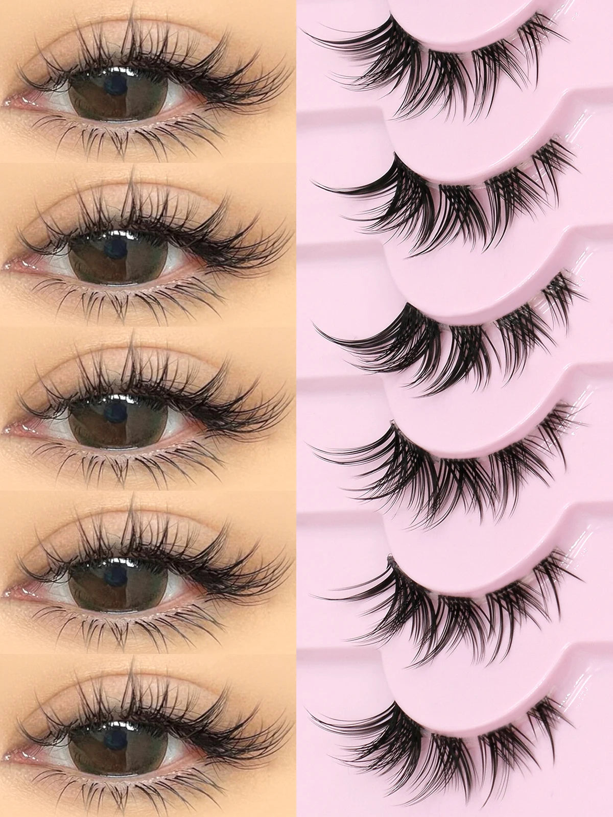 GROINNEYA Soft Natural Cat Eye Faux Mink Lashes - Smarsty