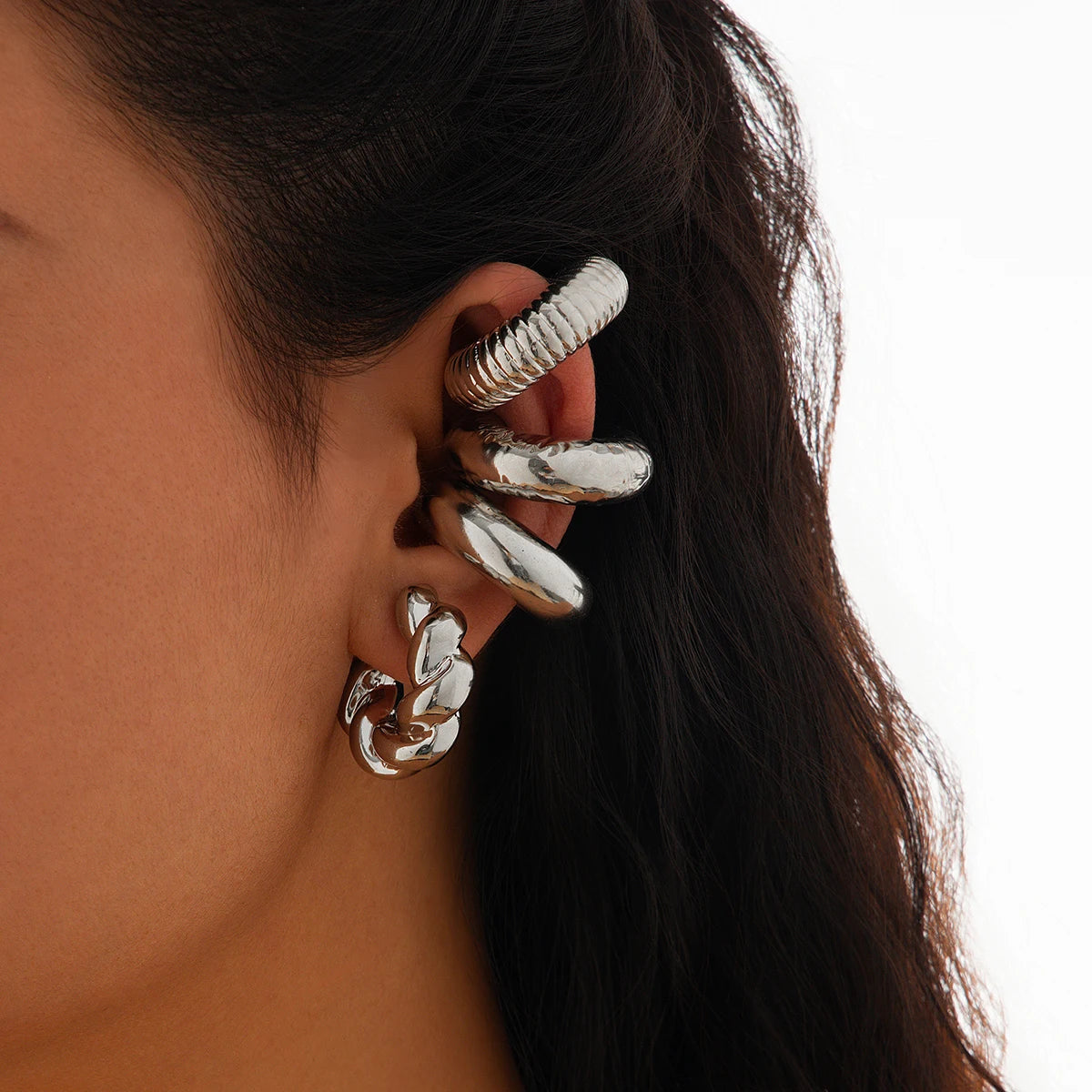 Ingemark 4Pcs Chunky Tube Clip Earrings for Women - Smarsty