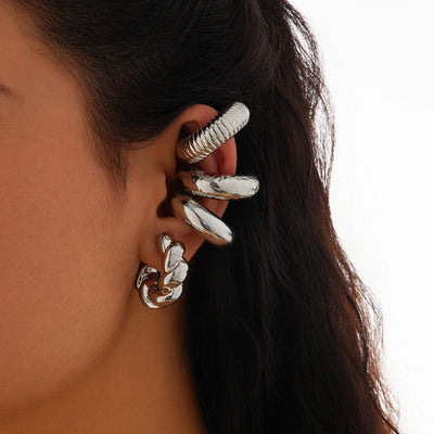 Ingemark 4Pcs Chunky Tube Clip Earrings for Women - Smarsty