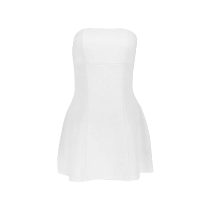 Sexy A-Line Dress Women's Summer New Solid Sexy Sleeveless Off Shoulder Bodycon Dresses Fashion Elegant Club Party Lady Dresses - Smarsty