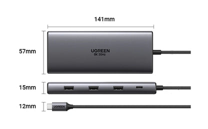 USB C Docking Station HDMI Hub 8K 4K Including RJ45