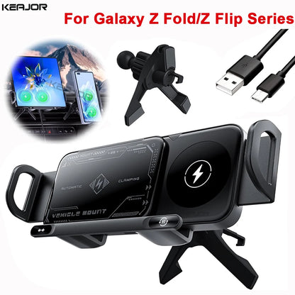 Car Wireless Charger Dual Coil Fold Screen Fast Charge - Smarsty