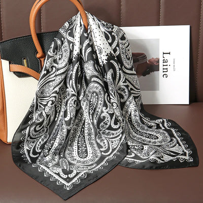 Bohemian Silk Square Scarf for Women Luxury Floral Print - Smarsty