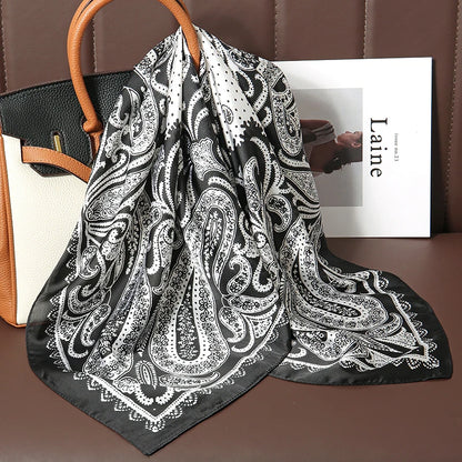 Bohemian Silk Square Scarf for Women Luxury Floral Print - Smarsty