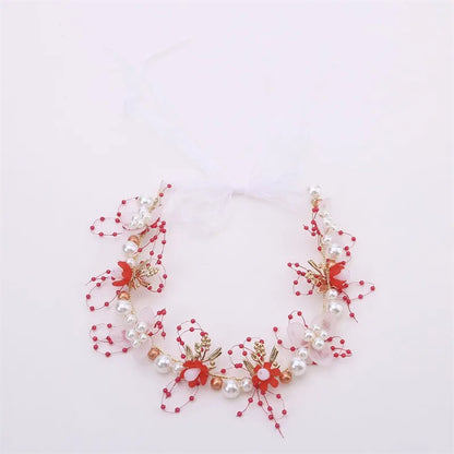 Bohemian Pearl Flower Headband For Girls Wedding Bridal - Smarsty