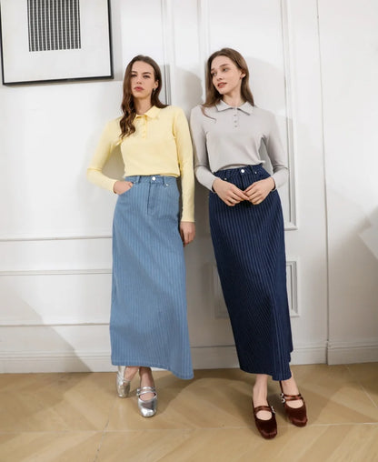 AS 2025 pinstripe denim skirt fashion woman clothes lady wear - Smarsty