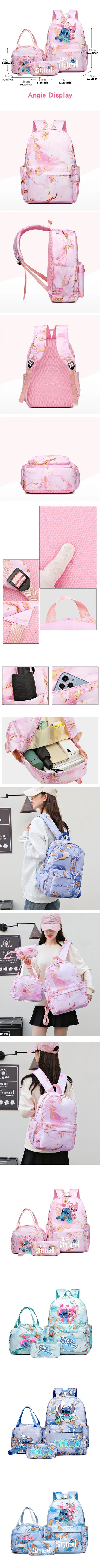 Cartoon Print Kids Backpack Set Large Capacity Lunch Bag - Smarsty