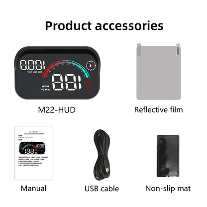 M22 Car HUD Head Up Display Universal Digital GPS Speedometer HD LCD Projection On Glass Windshield Projector for All Cars