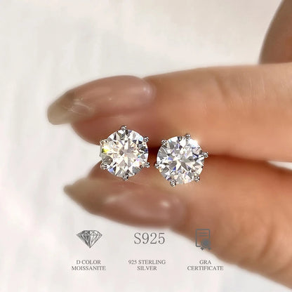 D Color Certified Moissanite Stud Earrings 925 Sterling - Smarsty