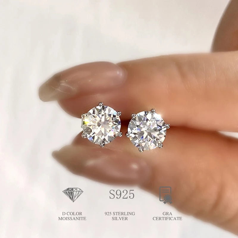 D Color Certified Moissanite Stud Earrings 925 Sterling - Smarsty
