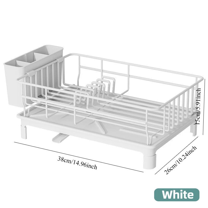 Single Layer Hollow Dish Rack Kitchen Countertop Rack with Drainage Tray Multifunctional Tableware Rack Rust Resistant Durable
