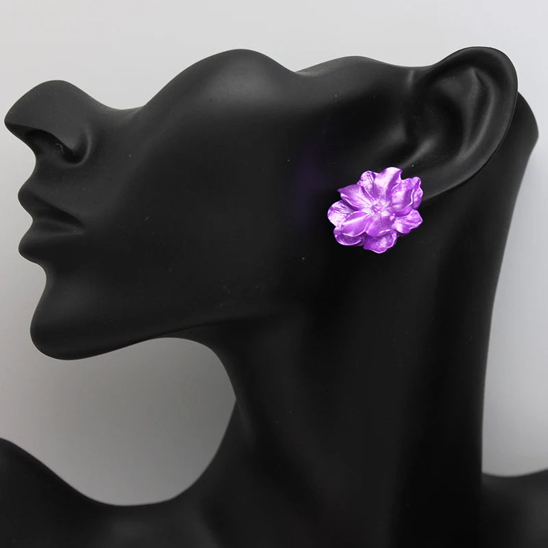 Large White Camellia Resin Stud Earrings Bridal Gift - Smarsty