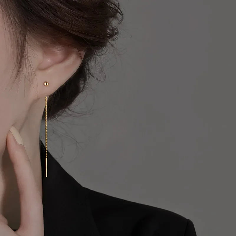 Silver Geometric Dangle Earrings for Women Stylish Drop Design - Smarsty