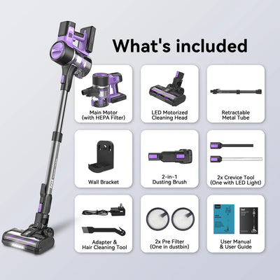 INSE S10 Cordless Vacuum Cleaner, 6-in-1 Stick Vacuum with 45Kpa Powerful Suction, Max 50 Min Runtime Rechargeable Battery - Smarsty