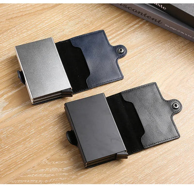 Large Capacity Double Layer ID Credit Card Holder Anti Rfid Blocking Protected Magic Wallet for Men Carbon Fiber Cardholder Case - Smarsty