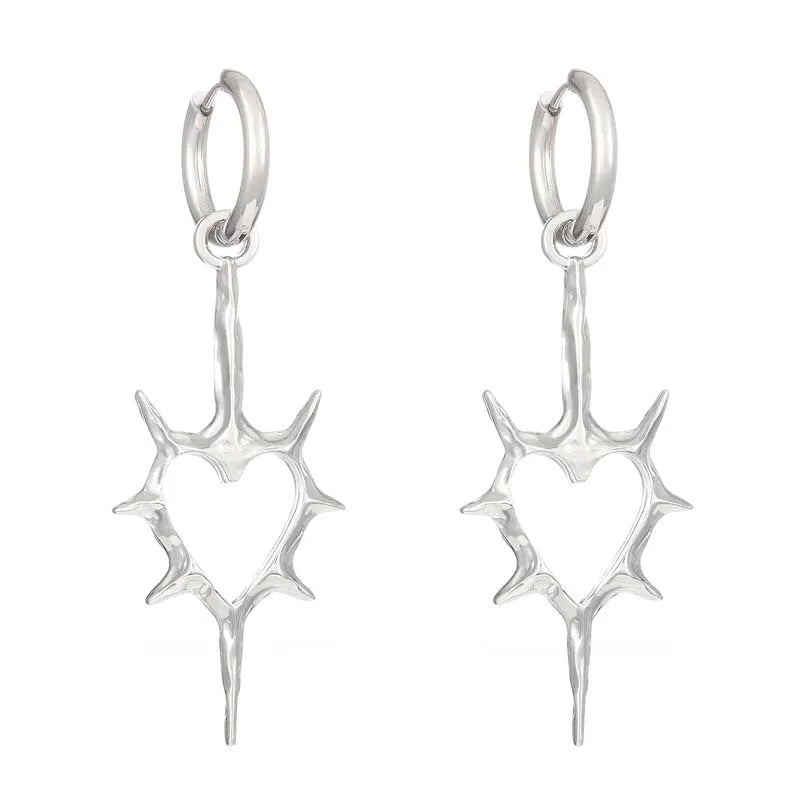 Y2K Punk Hollow Heart Earrings for Women Elegant Party Jewelry - Smarsty