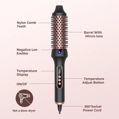 Heated Styling Brush 3-in-1 Ionic Curling Tool - Smarsty
