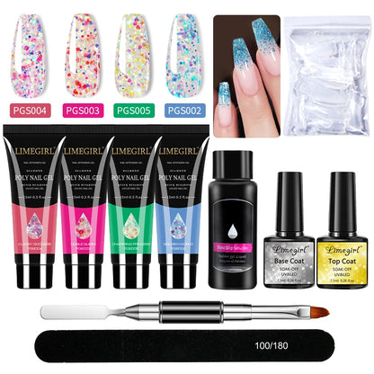 Nail Art Poly Gel Kit for Beginners with Soaking Solution - Smarsty