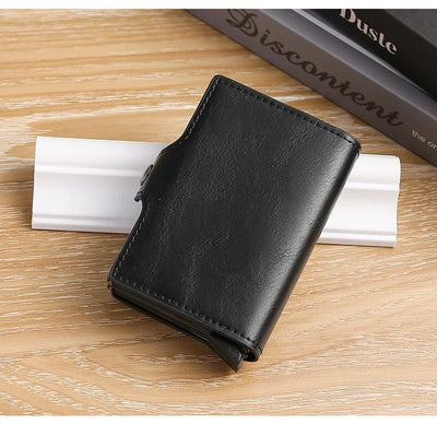 Large Capacity Double Layer ID Credit Card Holder Anti Rfid Blocking Protected Magic Wallet for Men Carbon Fiber Cardholder Case - Smarsty