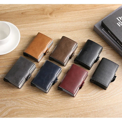 Large Capacity Double Layer ID Credit Card Holder Anti Rfid Blocking Protected Magic Wallet for Men Carbon Fiber Cardholder Case - Smarsty