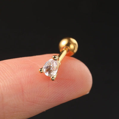 Crystal Waterdrop Tragus Earring Screw Back Stud CZ - Smarsty