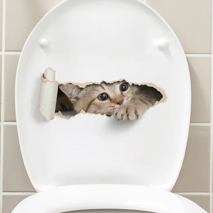 3D Effect Peeping Kitten Toilet Sticker Waterproof Design - Smarsty