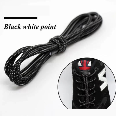 1 Pair 22 Colors Elastic Shoelaces Round Locking No Tie Shoe Laces Kids Adult Quick Lazy Laces Rubber Sneakers Shoelace T1 - Smarsty