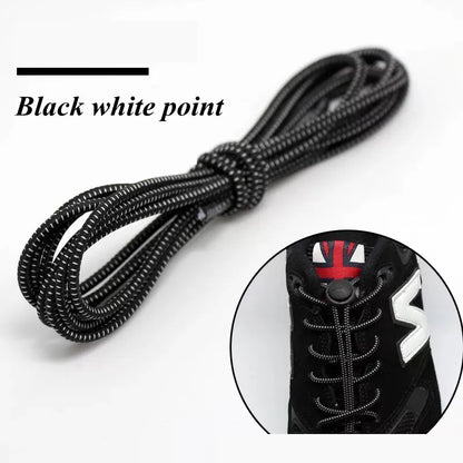 1 Pair 22 Colors Elastic Shoelaces Round Locking No Tie Shoe Laces Kids Adult Quick Lazy Laces Rubber Sneakers Shoelace T1 - Smarsty
