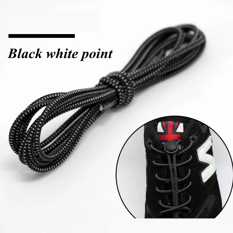 1 Pair 22 Colors Elastic Shoelaces Round Locking No Tie Shoe Laces Kids Adult Quick Lazy Laces Rubber Sneakers Shoelace T1 - Smarsty