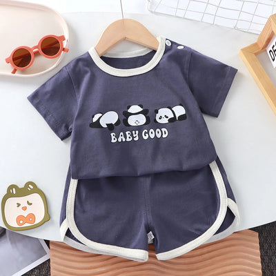 Summer cotton cartoon casual childrens set Baby Clothes girl girl boy T-shirt+shorts 2 pieces of 0-4-year-old childrens clothing by Smarsty