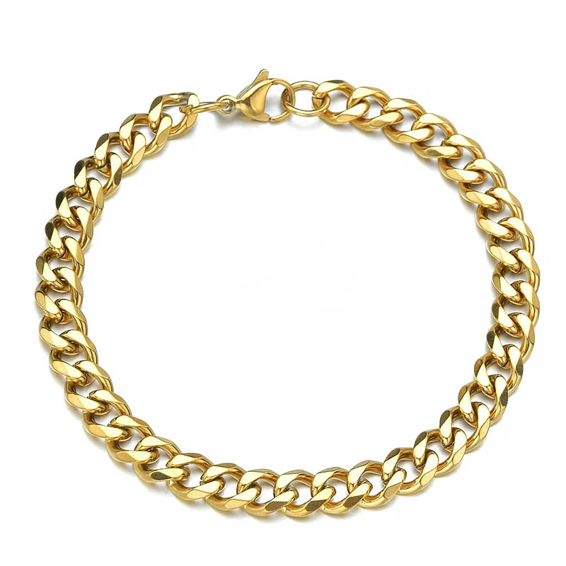 Stainless Steel Cuban Chain Bracelet Unisex Fashion Jewelry - Smarsty