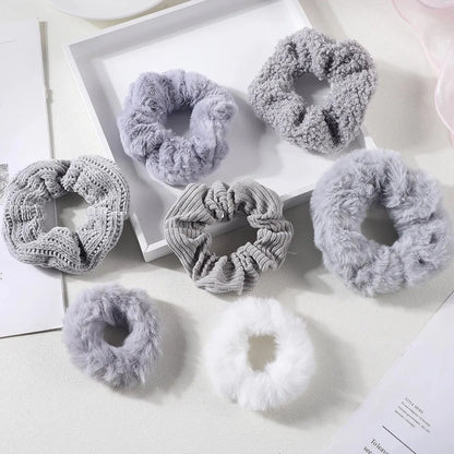 7/21 Pcs/Set Women Hair Scrunchies Set Plush Solid Hair Band for Girls Ponytail Holder Rubber Bands Hair Ties Hair Accessories - Smarsty