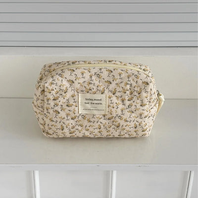 Vintage Floral Makeup Pouch Travel Organizer Large Capacity - Smarsty