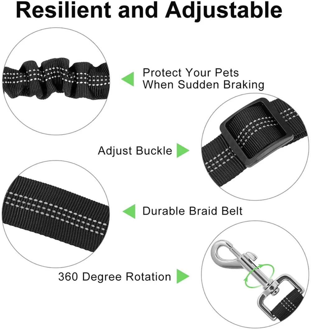 Adjustable Dog Car Seat Belt Harness with Reflective Cushioning - Smarsty