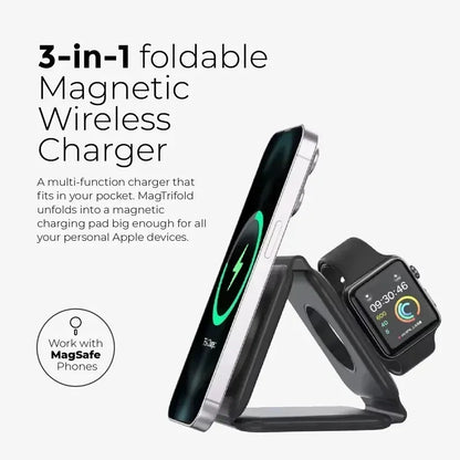 3 In 1 Wireless Charging Pad Foldable Desktop Charger - Smarsty
