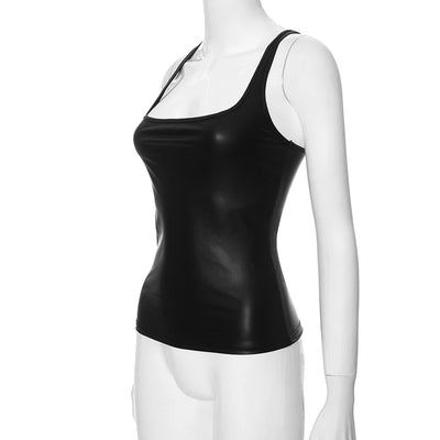 Solid Tank Top Women Edgy Clothes Y2k Accessories Sleeveless Ropa De Mujer Square Collar Camison Verano Korean Fashion Clothing - Smarsty