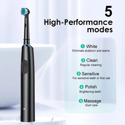 Rotary Electric Toothbrush with Soft Brush Heads - Smarsty