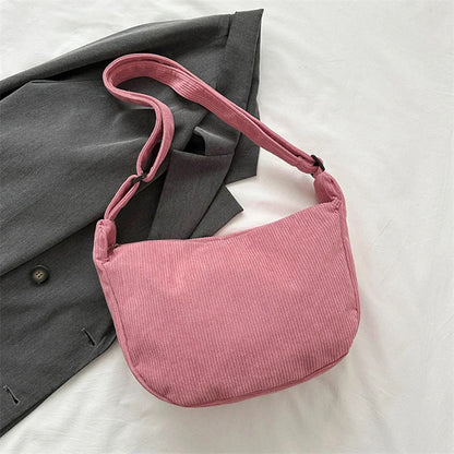 Corduroy Shoulder Bag Minimalist Crossbody For Women - Smarsty
