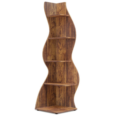 Tribesigns Corner Shelf, Modern 5-Tier Wall Corner Bookshelf, Stylish Corner Small Bookcase Storage Rack Plant Stand