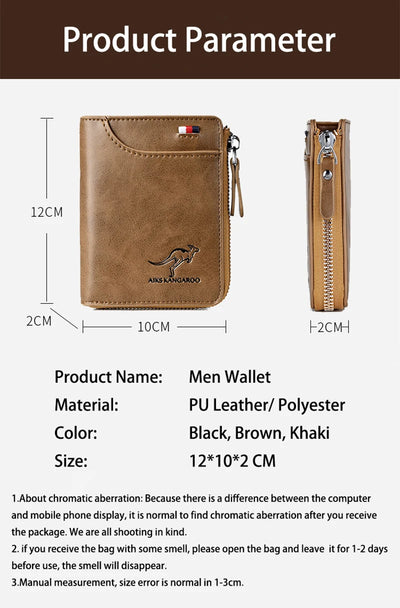 Mens Wallet Leather Business Card Holder Zipper Purse Luxury Wallets for Men RFID Protection Purses Carteira Masculina Luxury - Smarsty