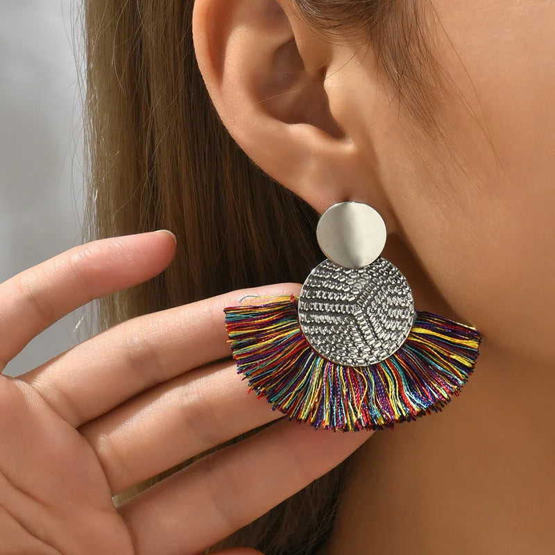 Bohemian Big Tassel Drop Earrings for Stylish Wedding Look - Smarsty