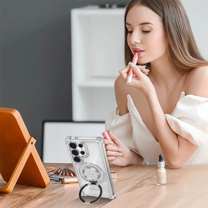Rotating Magnetic Stand Transparent Shockproof Phone Case - Smarsty