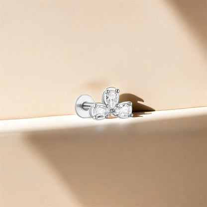 Sterling Silver Heart Zircon Stud Earrings Elegant Gift - Smarsty