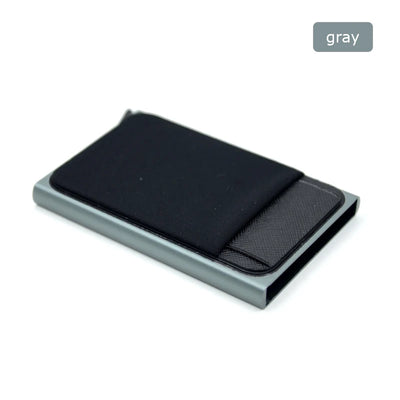 YUECIMIE Slim Aluminum Wallet With Elasticity Back Pouch ID Credit Card Holder Mini RFID Wallet Automatic Pop up Bank Card Case - Smarsty