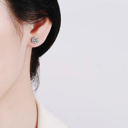 Moissanite Stud Earrings D Color 925 Sterling Silver - Smarsty