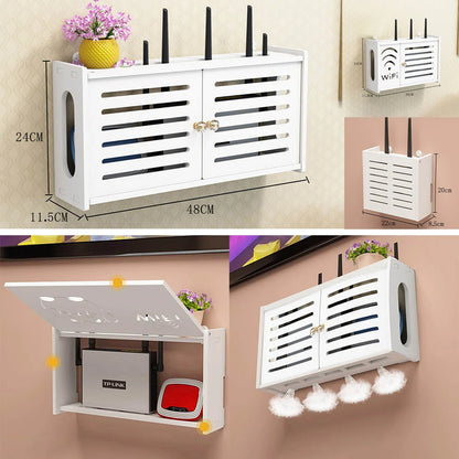 Wall Mounted Wireless Router Rack Living Room Wall-Mounted WiFi Storage Box Wall Decoration Cable Power Bracket Organizer Box by Smarsty